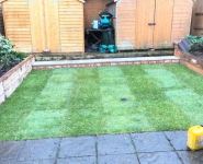 New shed & lawn after